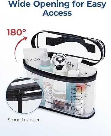 Toiletry Bag, 2 Pack Clear Makeup Cosmetic