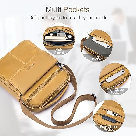 Men's Leather Crossbody Shoulder Bag