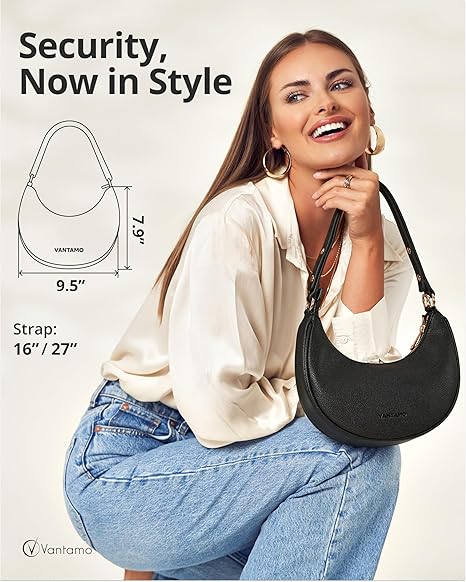 Vantamo Crescent Bags For Women with RFID Protection