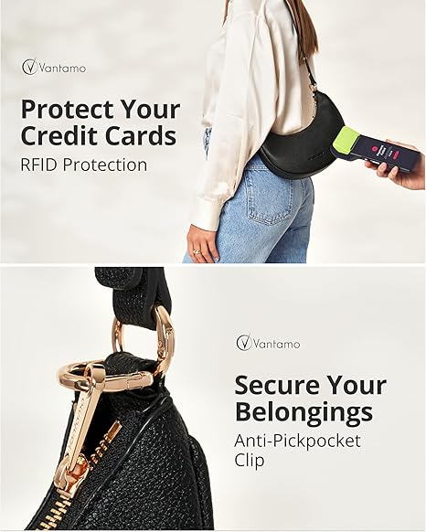 Vantamo Crescent Bags For Women with RFID Protection