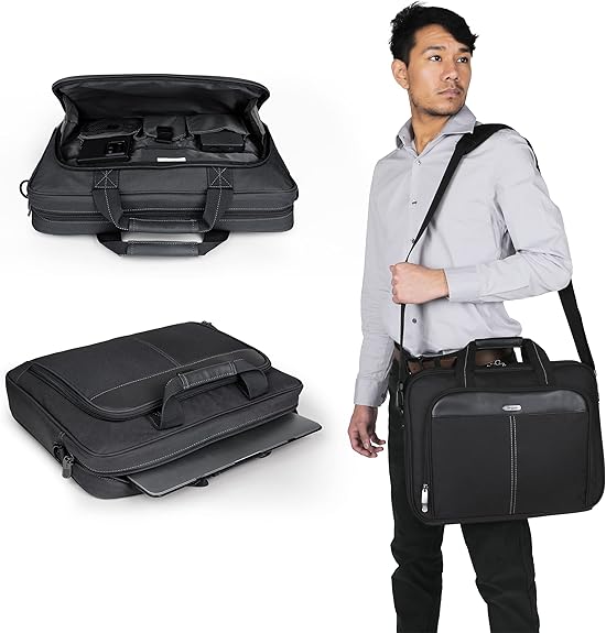 Targus Classic Slim Laptop Bag - Ergonomic Briefcase and Messenger Bag